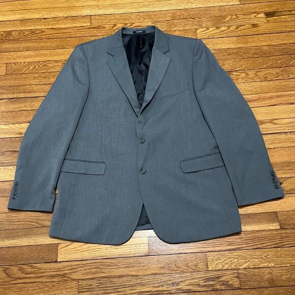 Van Heusen Mens Blazer Suit Jacket Size 46L Gray 2 Button Sport Coat Wedding - Picture 1 of 6